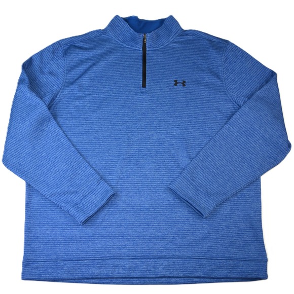 Under Armour Other - Under Armour Golf Storm Mens 3XL Blue Striped Quarter Zip Fleece Pullover